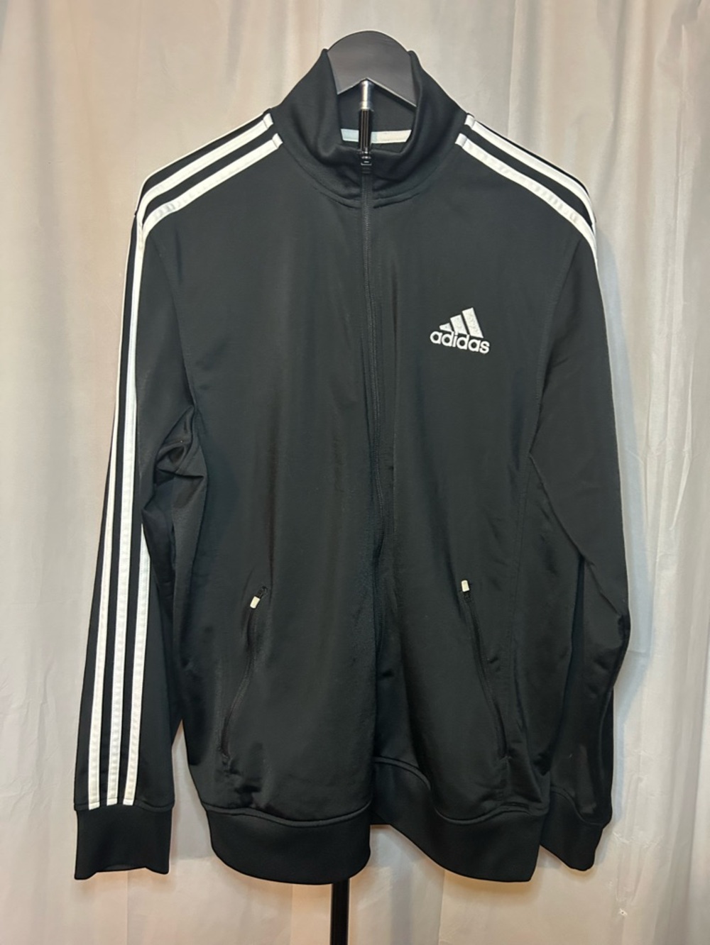 adidas Black Track Jacket with White 3-Stripes